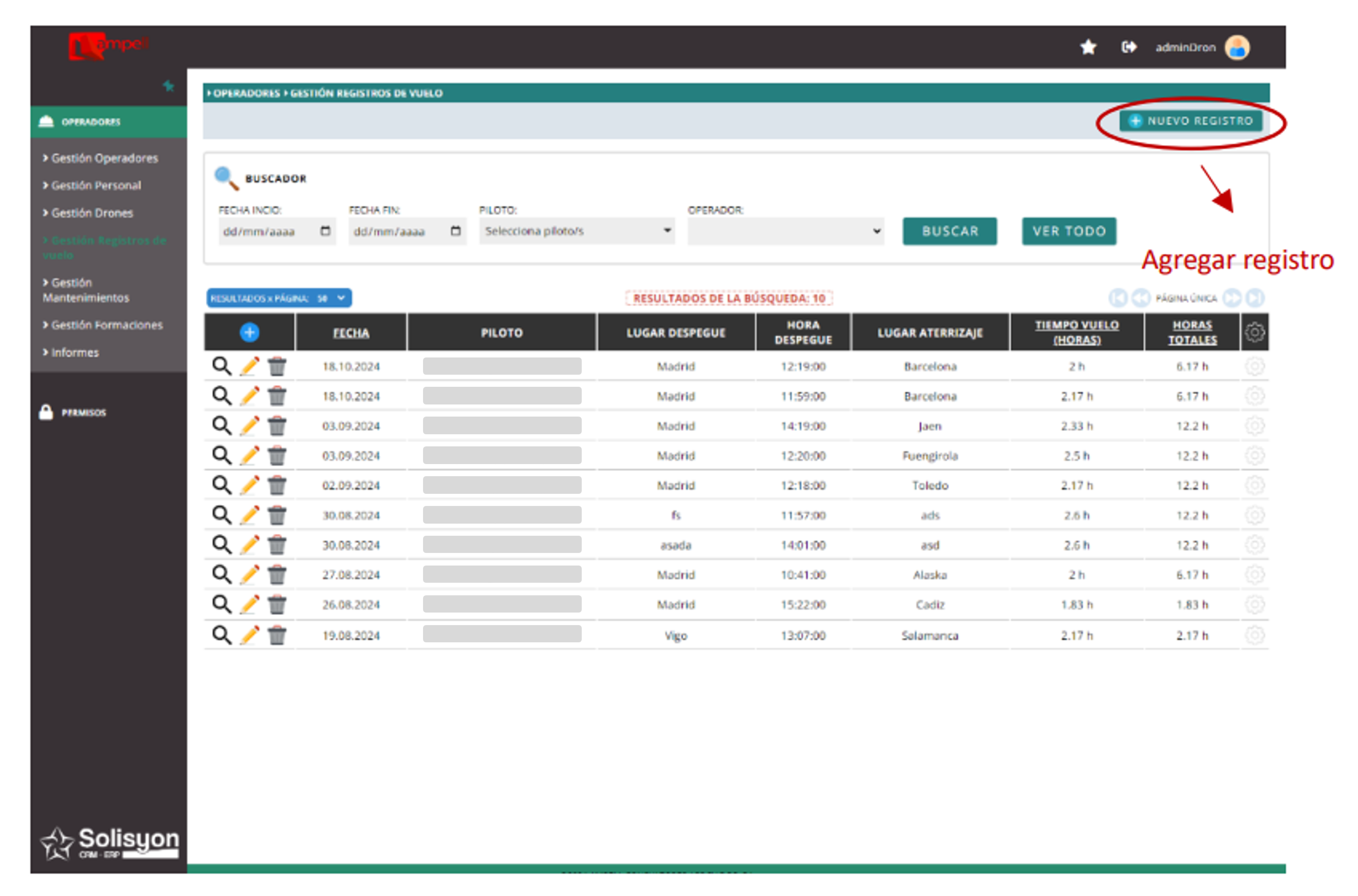 Aplicación online para la gestión de registros de drones AESA