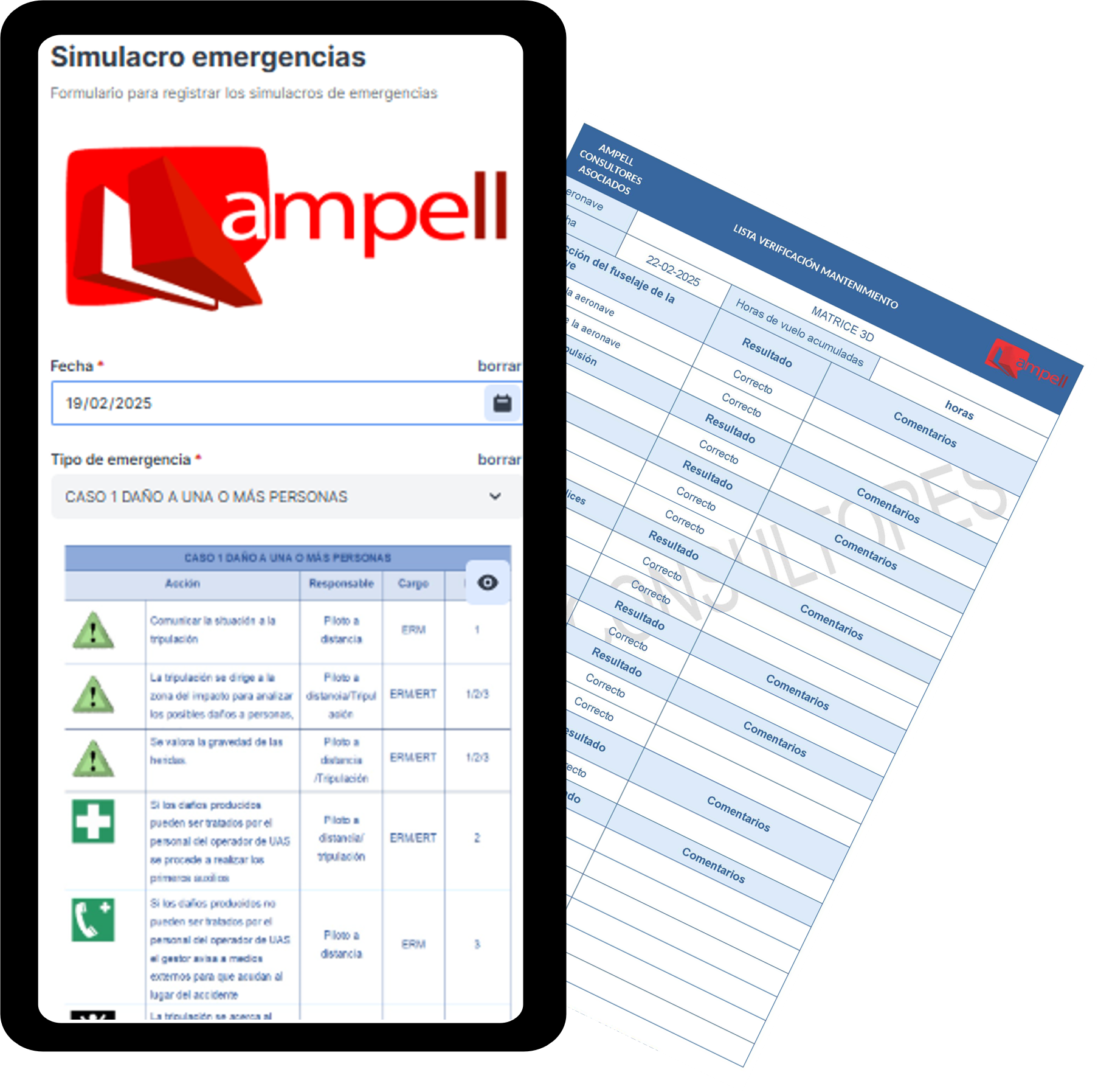 Realización registros simulacro emergencia drones desde el móvil